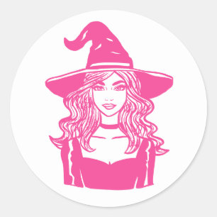 Adesivo Redondo Bruxa de Halloween de Spooky Clássica