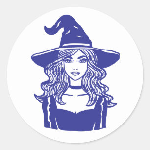Adesivo Redondo Bruxa de Halloween de Spooky Clássica