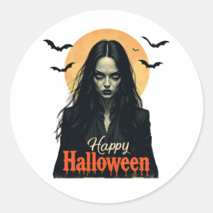 Adesivo Redondo Bruxa de Halloween Gótica