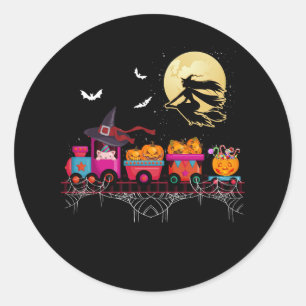 Adesivo Redondo Bruxa de Halloween Voando Ghost Pumpkin Jack O