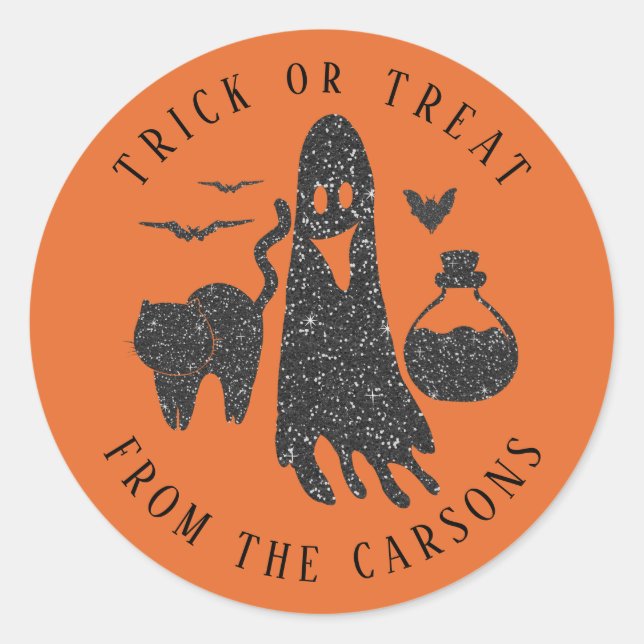 Adesivo Redondo Bruxa de Veneno Ghost Cat Bats Venison (Frente)