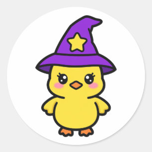 Adesivo Redondo Bruxa Pata Halloween Fofo
