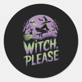 Adesivo Redondo Bruxa, por favor | Festival de Halloween