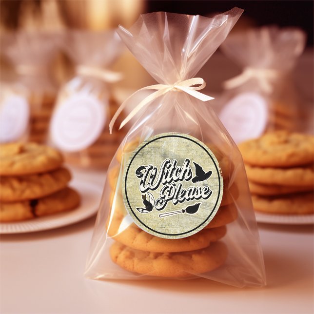 Adesivo Redondo Bruxa, por favor | Halloween (Criador carregado)