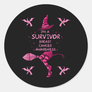 Adesivo Redondo Bruxa Sou Um Sobrevivente Cancer De Mama De Hallow