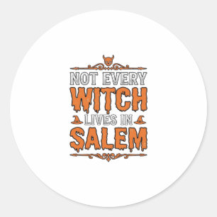 Adesivo Redondo Bruxa Vintage Salem Tipografia Halloween Design_1