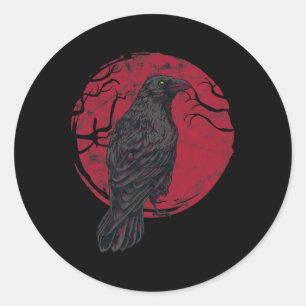 Adesivo Redondo Bruxaria Negra-Crow Oculta Halloween Gótica