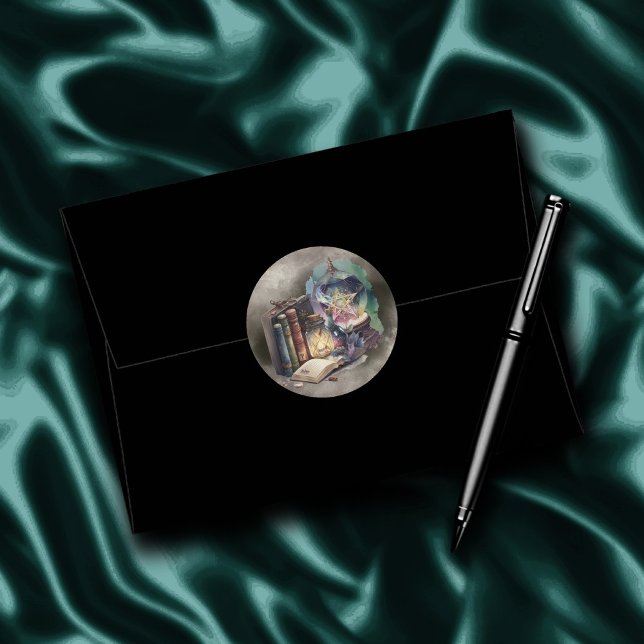 Adesivo Redondo Bruxaria | Tomas do Pastel Spellbook e Bola de Cri (Criador carregado)