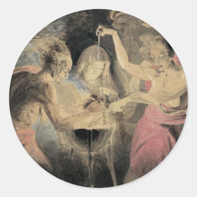 Adesivo Redondo Bruxas de Macbeth (Frente)