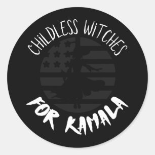 Adesivo Redondo Bruxas Sem Fios Para Kamala Flag Halloween - Votaç