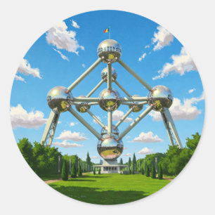 Adesivo Redondo Bruxelas Bélgica Atomium Viagem