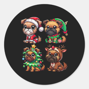 Adesivo Redondo Bruxelas Griffon Árvores de Natal Papais noeis Elf