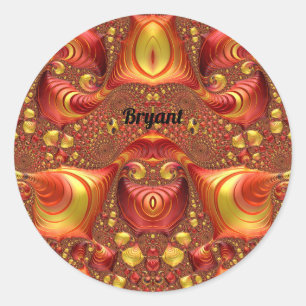 Adesivo Redondo BRYANT ~ Red Brown Yellow Design Fractal ~