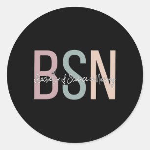 Adesivo Redondo Bsn Boho Solteiro De Ciência Na Enfermagem