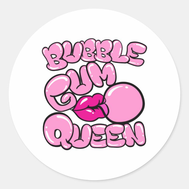 Adesivo Redondo Bubble Gum Queen (Frente)