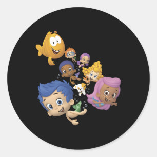 Adesivo Redondo Bubble Guppies Cheio Cast Natação Retrato