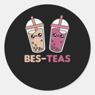 Adesivo Redondo Bubble Tea Best Friends Party Partner Boba