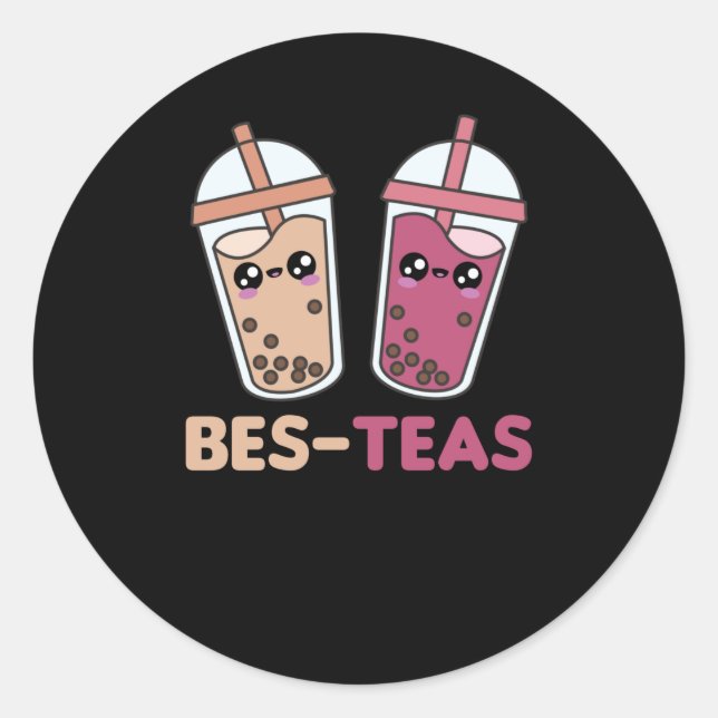 Adesivo Redondo Bubble Tea Best Friends Party Partner Boba (Frente)