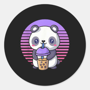 Adesivo Redondo Bubble Tea Kawaii Panda Boba