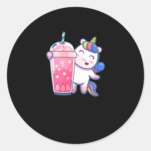 Adesivo Redondo Bubble Tea Unicorn Gift (Frente)