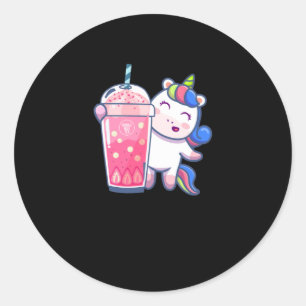 Adesivo Redondo Bubble Tea Unicorn Gift