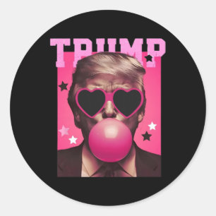 Adesivo Redondo Bubblegum Trump Soprando Bolha Goma Pia de Natal