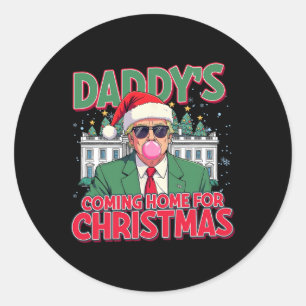 Adesivo Redondo Bubblegum Trump Soprando Bolha Goma Pia de Natal
