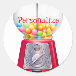 Adesivo Redondo Bubblegum vintage máquina de mascar vermelho bonit