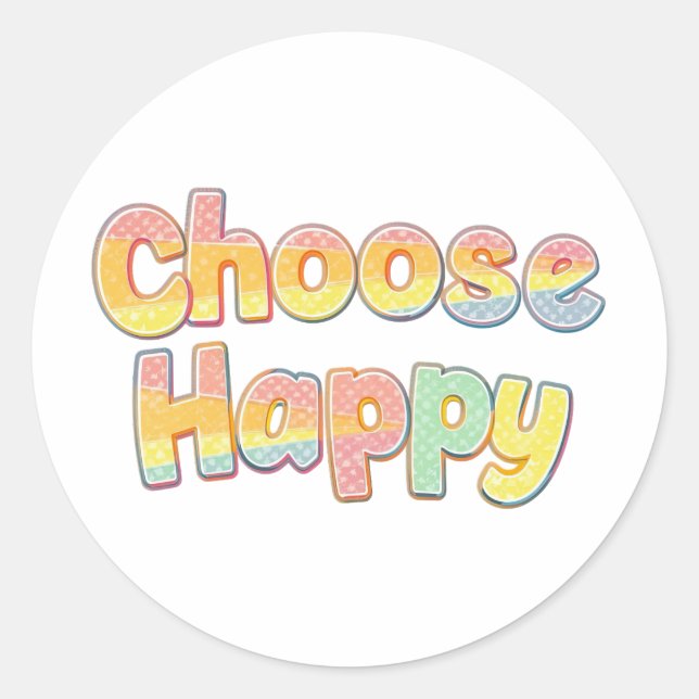 Adesivo Redondo Bubbly Font "Choose Happy" Quote (Frente)