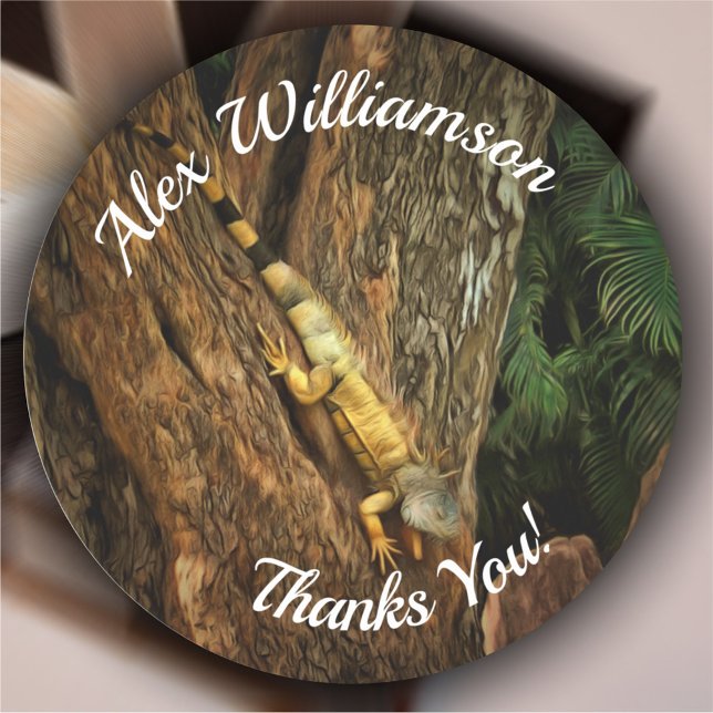 Adesivo Redondo Bucareste Iguana Obrigado 1069 (Criador carregado)