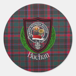 Adesivo Redondo Buchan Scottish Clan Tartan & Crest