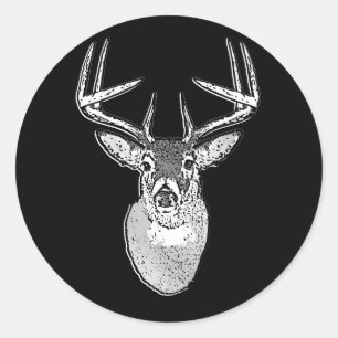 Adesivo Redondo Buck on Black White Tail Deer