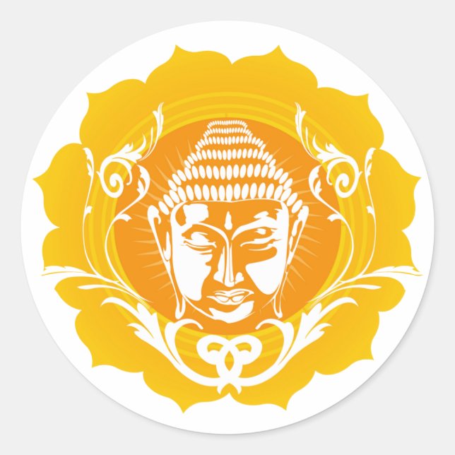 Adesivo Redondo Buda Amarelo e Laranja (Frente)