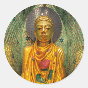 Adesivo Redondo Buda Dourado no Templo