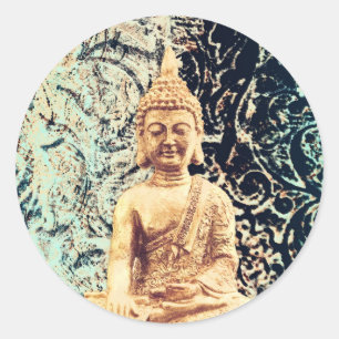 Adesivo Redondo Buda Sentado na Terra Elegante Zen Iluminação