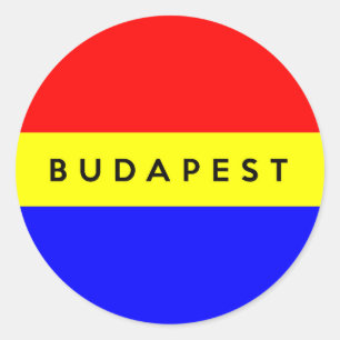 Adesivo Redondo budapest city flag hungle símbolo nome texto