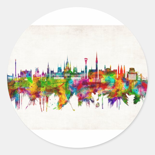 Adesivo Redondo Budapest Hungria Skyline (Frente)