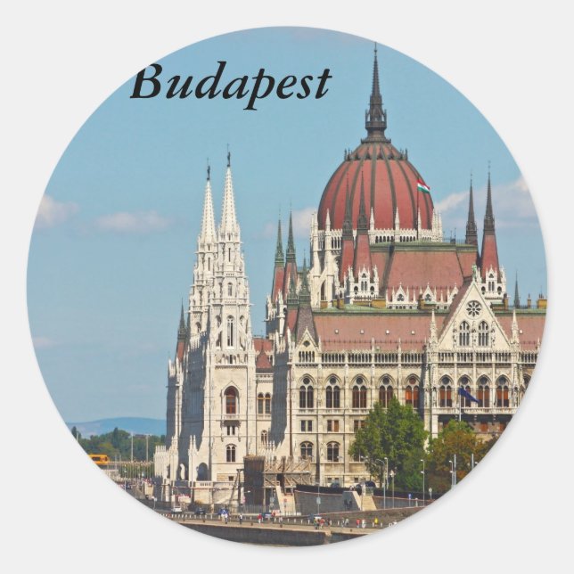 Adesivo Redondo Budapeste, o edifício do Parlamento, Budapeste (Frente)