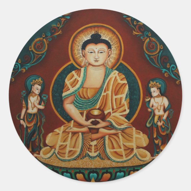 Adesivo Redondo Buddha Amitabha com Bodhisattvas (Frente)