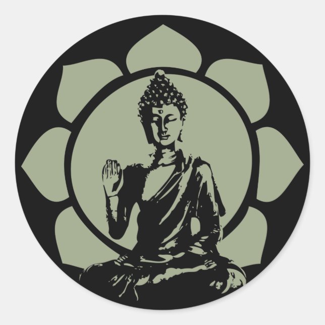 Adesivo Redondo Buddha Lotus Sticker (Frente)
