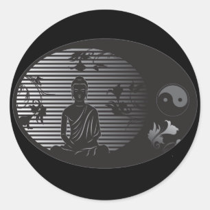 Adesivo Redondo Buddha no Oval