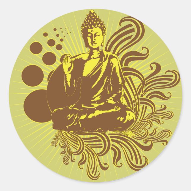 Adesivo Redondo Buddha Swirls Sticker (Frente)