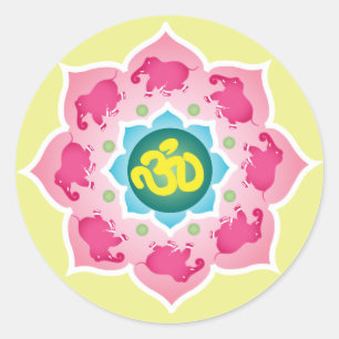 Adesivo Redondo Buddhism da ioga do OM da flor de Lotus dos