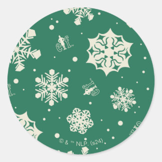 Adesivo Redondo Buddy, o padrão Elf Snowflake
