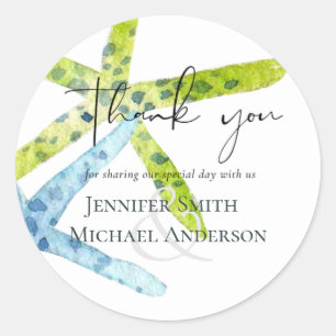 Adesivo Redondo BUDG Chá de fraldas Mar Vida Octopus Starfish