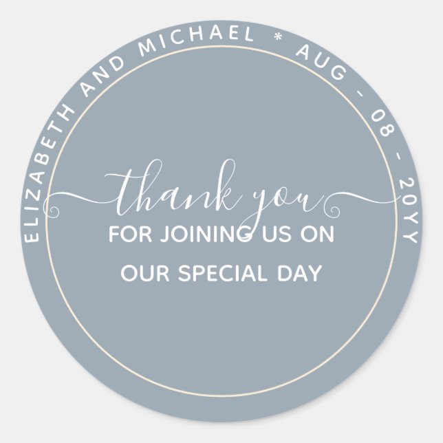 Adesivo Redondo BUDGET Blue Obrigado A Favor Monocromo (Frente)