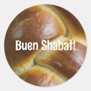 Adesivo Redondo Buen Shabat Ladino Challah Sticker
