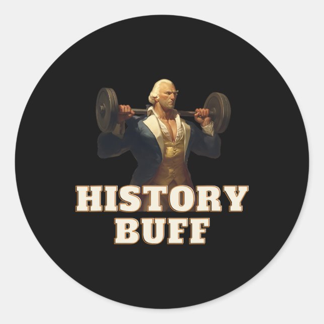 Adesivo Redondo Buff George Washington 4 de julho Gym Workout (Frente)