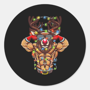 Adesivo Redondo Buff Papais noeis Reindeer Bodybuilding Christmas