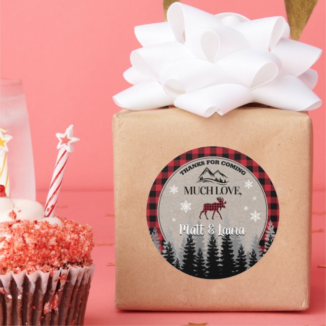 Adesivo Redondo Buffalo Check Lumberjack Obrigado (Festa)